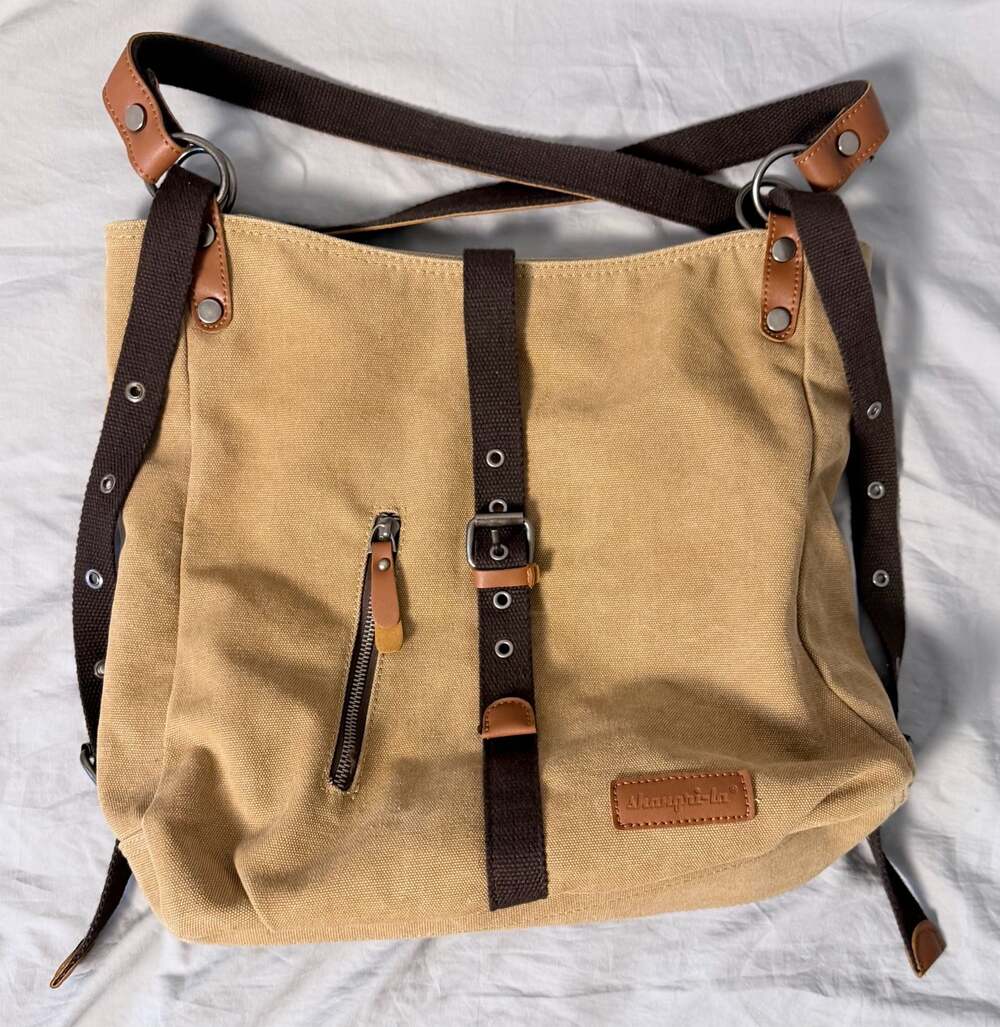 Shangri-la Canvas Hobo Shoulder Bag Tan Brown